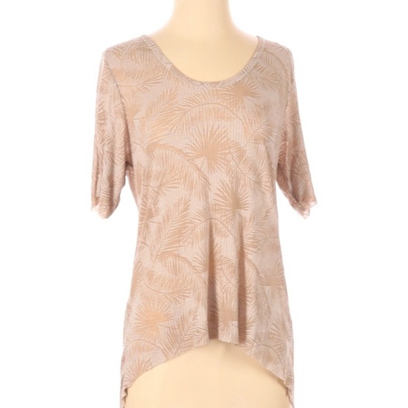 Zara NWT Tan‎ Cream Palm Leaf Ribbed High Low Top S - Picture 2 of 8